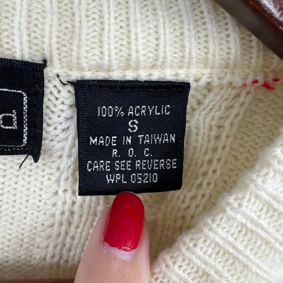 VINTAGE Peter England reindeer print knit pullover Christmas sweater size small - Picture 6 of 6